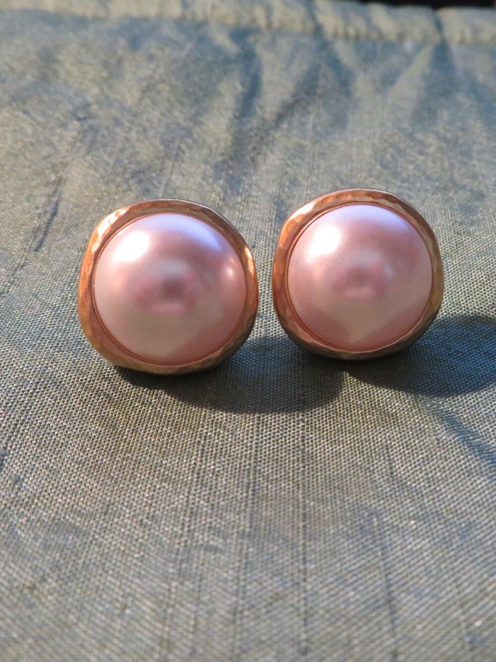 BRIGHTON Gold Tone Faux Pearl Button Stud Earrings BE INSPIRED Retired
